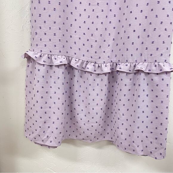 Clover & Sloane Purple Swiss Dot Cottage Core Ruffled Mini Dress Womens 22 Girly - Picture 2 of 10